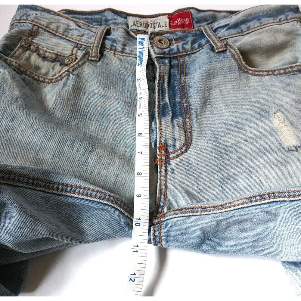 Aeropostale Distressed Driggs Slim Bootcut Mens Jeans Size 31/30 Light Blue - Picture 9 of 12
